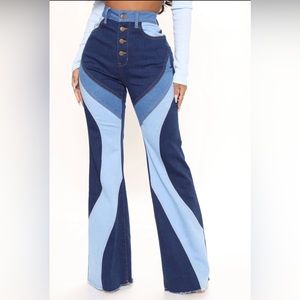 Devil In The Details Patchwork Flare Jeans